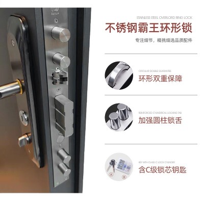 轻奢风韩式不锈钢入户大门304不锈钢家用防盗入户门通风韩式门图2