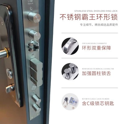 304不锈钢门韩式门单门简约进户门通风门中门家用防盗门入户门图3