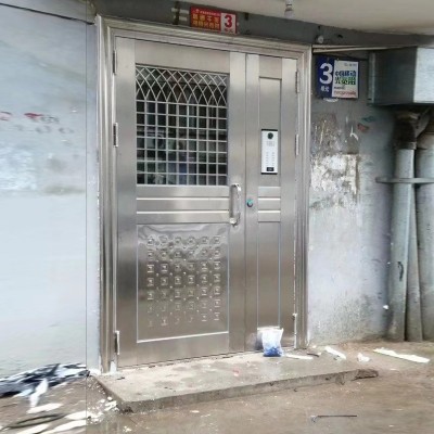小区不锈钢玻璃单元门 不锈钢楼宇对讲门 别墅楼不锈钢玻璃楼宇门图2