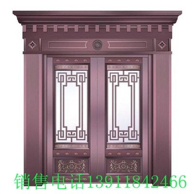 厂家销售优质铜门 仿铜门 仿古门 别墅对开门 不锈钢仿铜门等图4