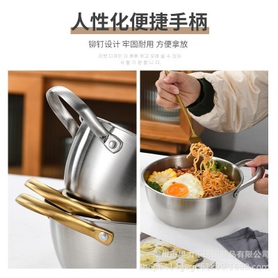 韩式304不锈钢拌菜盆拉面料理盆沙拉搅拌凉菜打蛋盆可电磁加热碗图2