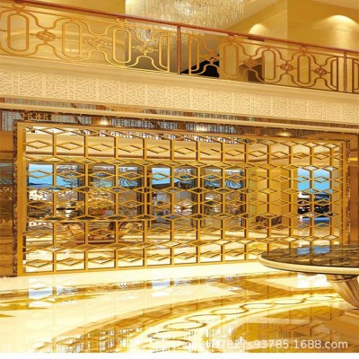 厂家定制中式酒店金属激光镂空玄关屏风隔断售楼部装饰不锈钢屏风图3
