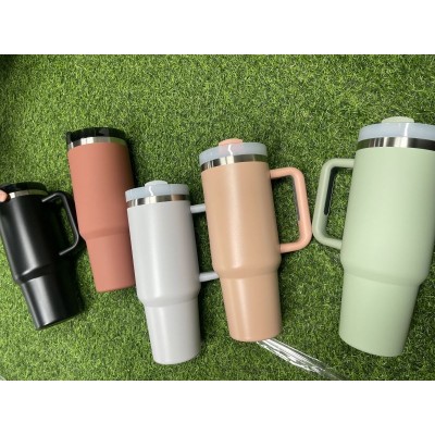 跨境新款二代40oz不锈钢汽车杯车载随手吸管咖啡杯带手柄保温杯图3
