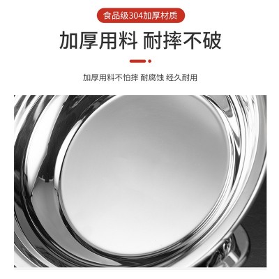 304加厚不锈钢韩式深盘圆盘 酒店食堂菜盘沙拉盘家用厨房多规格盘图4