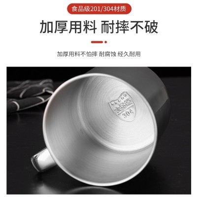 304加厚不锈钢口杯幼儿园刻字水杯带盖茶杯茶缸户外便携单层批发