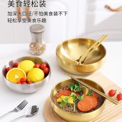 韩式不锈钢双层碗 防烫拌饭碗拉面麻辣烫螺蛳粉泡面碗冷面碗食堂图4