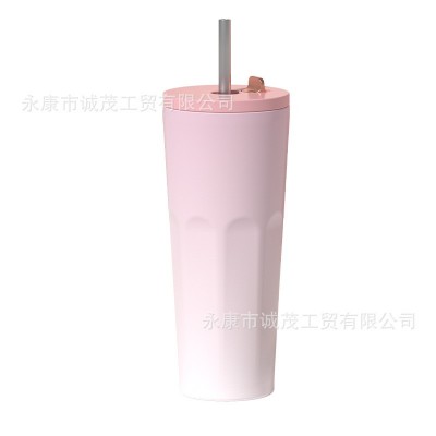 2024新款水杯750毫升不锈钢吸管杯便携式跨境车载保温杯可印logo图5
