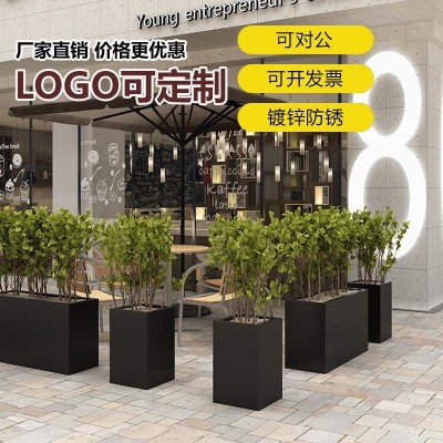 户外铁艺花箱不锈钢组合花坛售楼部商业广场花槽树箱围栏花钵制图3