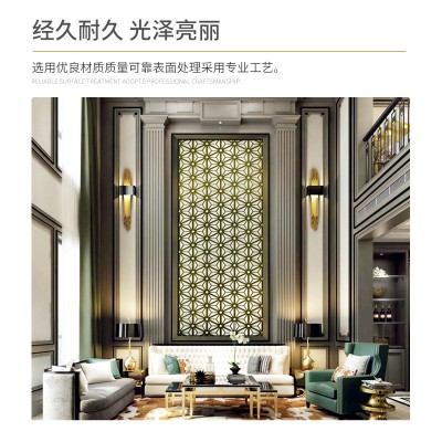 新中式不锈钢隔断玄关墙屏风背景墙酒店大堂客厅装饰轻奢工厂直销图2