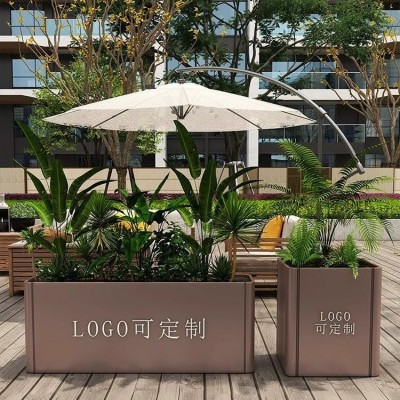 户外不锈钢花箱铁艺花箱市政花坛售楼部外摆商业金属铁艺花槽围栏图4