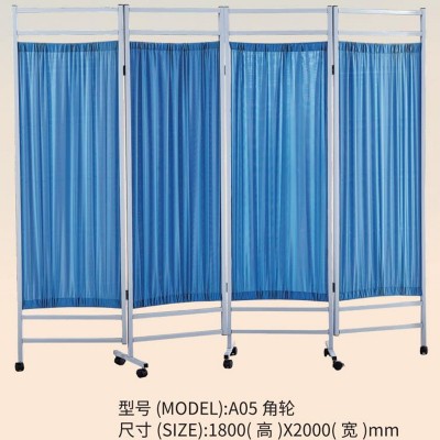 现货销售屏风折叠医院用不锈钢屏风带滑轮遮挡帘布隔断折叠屏风图2
