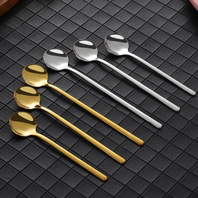 可爱小勺子不锈钢高颜值金色咖啡勺搅拌勺甜品勺子雪糕勺长柄冰勺图2