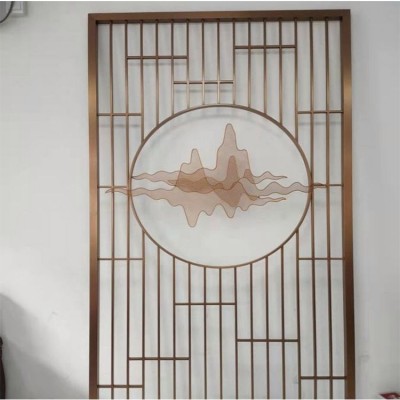 不锈钢屏风拉丝古铜 酒店门厅玄关隔断柜 金属镂空定制非若特图4