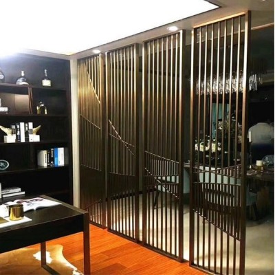 不锈钢屏风拉丝古铜 酒店门厅玄关隔断柜 金属镂空定制非若特图2