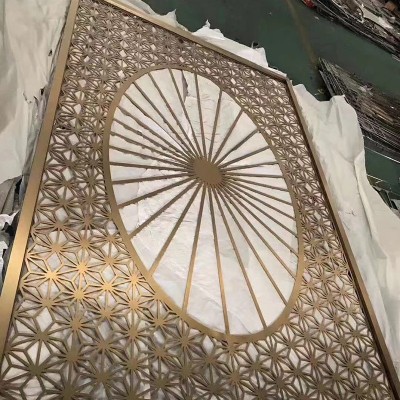 不锈钢屏风别墅客厅不锈钢玄关隔断大型激光专业中厚板切金属制品图3