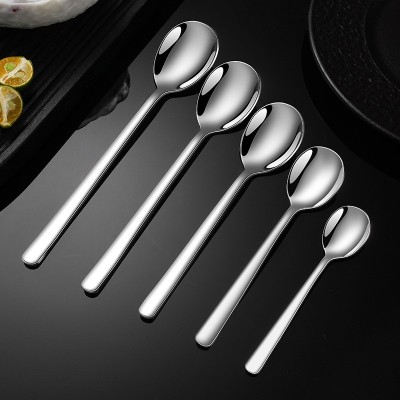 304不锈钢勺子家用吃饭长柄韩式勺甜品勺叉咖啡搅拌勺不锈钢餐具图2