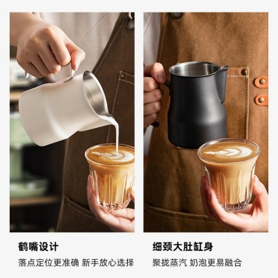 意式304不锈钢拉花杯内刻度奶泡壶打奶缸加厚鹤嘴打奶专业拉花缸图2