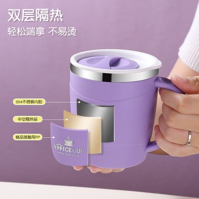 马克杯带盖高颜值304不锈钢加厚咖啡杯泡茶杯简约办公室创意水杯图4