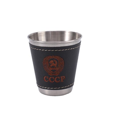 工厂直供跨境2oz包皮口杯 不锈钢酒杯套装 创意礼品不锈钢白酒杯图3