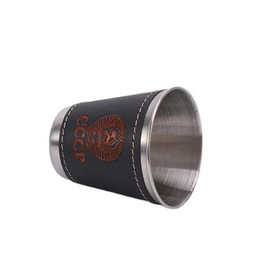 工厂直供跨境2oz包皮口杯 不锈钢酒杯套装 创意礼品不锈钢白酒杯