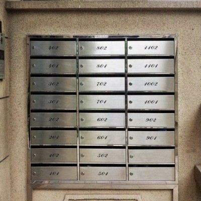 小区信报箱厂家不锈钢防雨带锁挂墙信奶箱落地别墅邮箱图3
