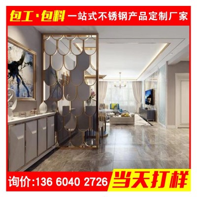 佛厂家批发花格镂空隔断酒店室内幕墙装修304不锈钢装饰屏风工程