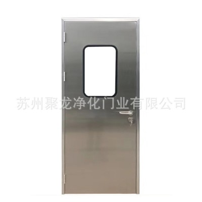 304不锈钢净化门洁净门单开门带双层观察窗及自动升降扫地条图4