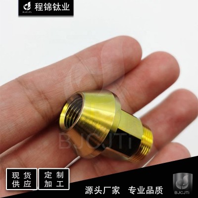 源头厂家 TC4 阳极氧化 金色 钛合金轮毂汽车螺母 轮毂螺母图2