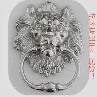 新中式仿古银色锌合金大门拉手 狮子头大拉环虎头门拉环木门把手图5