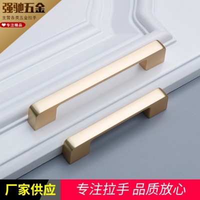 厂家新简约轻奢铜色锌合金拉手橱窗柜门家具五金配件衣柜门把手图2