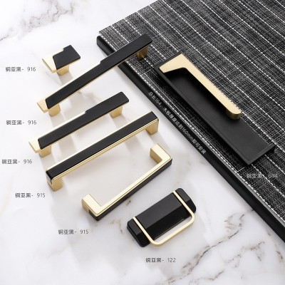 简约北欧轻奢金色灰色橱柜衣柜门二合一美式抽屉酒柜家具五金图4