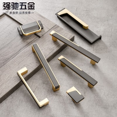 简约北欧轻奢金色灰色橱柜衣柜门二合一美式抽屉酒柜家具五金图2