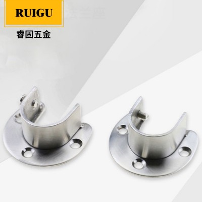 加厚不锈钢衣管座挂衣杆衣柜衣托不锈钢圆管开口法兰座32 2 5mm图2