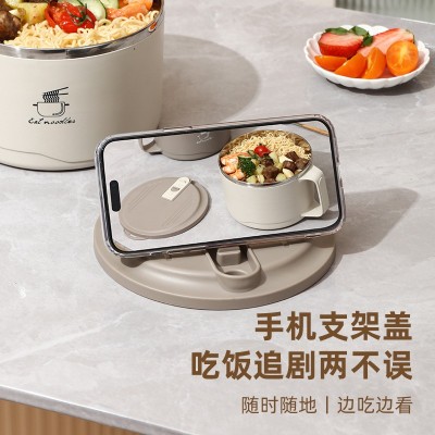 304不锈钢泡面碗学生宿舍可沥水大容量饭碗带盖饭盒礼品一件代发图4