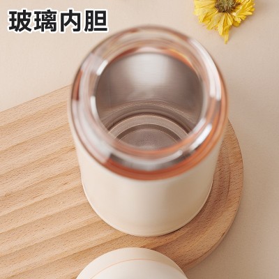 新款保温杯双层不锈钢玻璃保温杯户外随行杯女士茶水分离泡茶杯图3