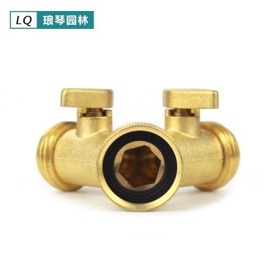 黄铜球阀 美式黄铜软管分流器 花园水管一分二Y型分水器阀门两通图5