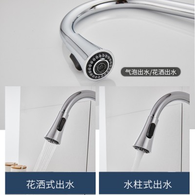 枪灰色洗菜池厨房水槽龙头批发全铜菜盆菜盘冷热抽拉式水龙头厂家图3