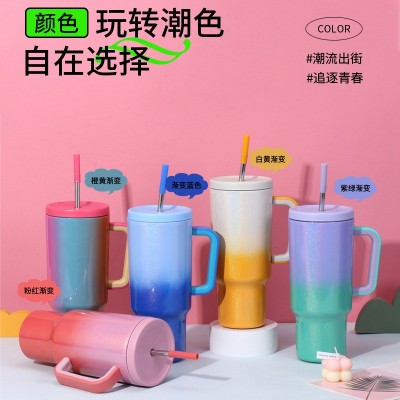 跨境40oz手柄冰霸杯便携大容量真空保温杯双层渐变色汽车杯子批发图4
