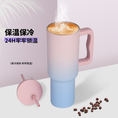 40oz加厚手柄冰霸杯大容量咖啡杯304不锈钢杯保温杯水杯杯子批发图2