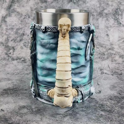 创意欧美死神船骷髅马克杯酒吧啤酒杯大容量不锈钢内胆万圣节水杯图3