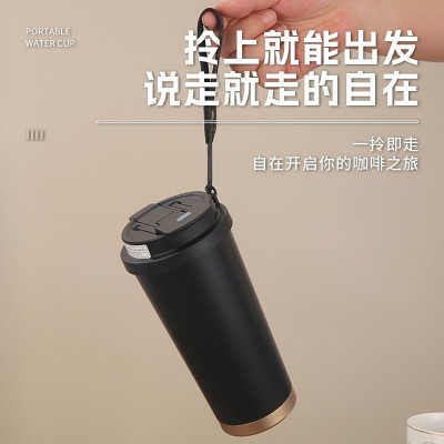 新款创意铃兰花咖啡杯316不锈钢保温杯高颜值男女学生随 行咖啡杯图2