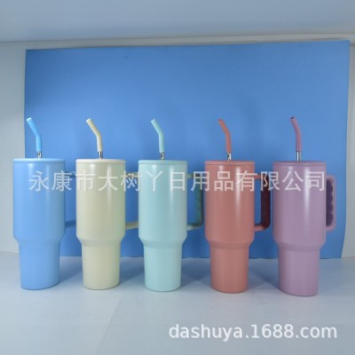 新款40oz手柄三代汽车杯 热升华马卡龙哑光杯 不锈钢硅胶嘴吸管杯图2