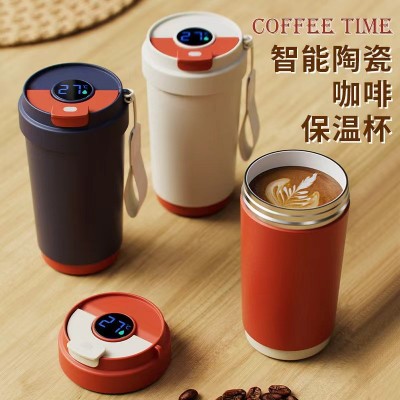 复古咖啡杯陶瓷内胆不锈钢保温杯便携车载水杯高颜值礼品杯子批发