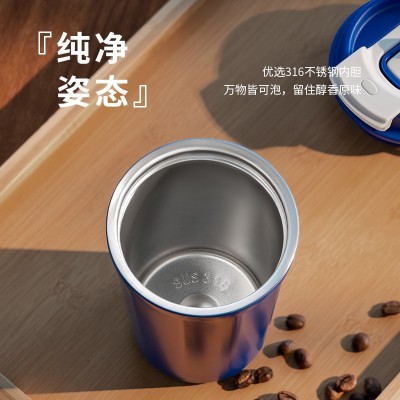 高颜值双饮咖啡杯316不锈钢保温杯双层带吸管车载水杯子便携时尚图3