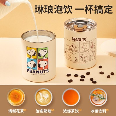 史努比女高颜值咖啡杯ins保温杯不锈钢家用防摔随行便携吸管水杯图4