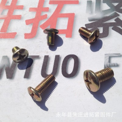 现货销售十字槽扁圆头螺丝 M6×12超短机螺钉 机械螺钉 镀彩锌图1
