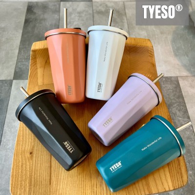 Tyeso菱形不锈钢冰霸杯保冷咖啡杯高颜值大容量保温杯车 载吸管杯图3