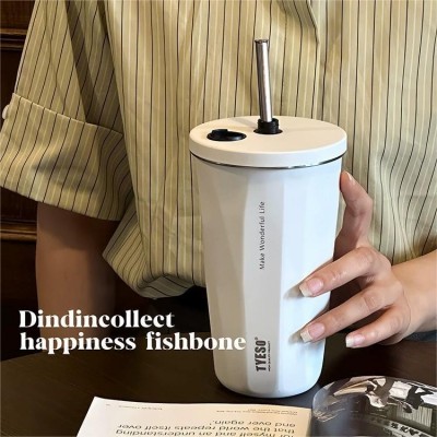 TYESO泰硕新款不锈钢咖啡杯冰霸保温车载吸管杯真空大容量水瓶子图3