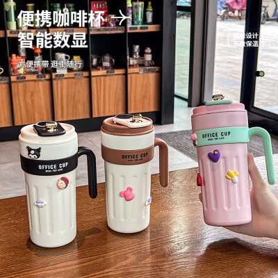 智能咖啡杯不锈钢高颜值女316保温杯大容量手柄办公便携车载水杯图3
