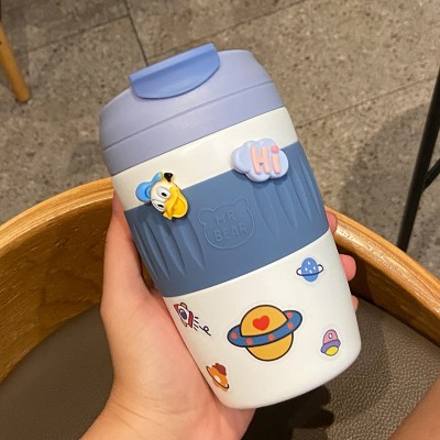 可爱简约不锈钢带杯套保温杯女学生吸管水杯儿童便携小巧可爱杯子图2